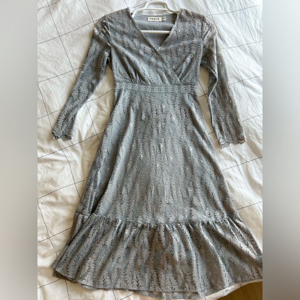 Boutique Blue Lace Maxi Dress
